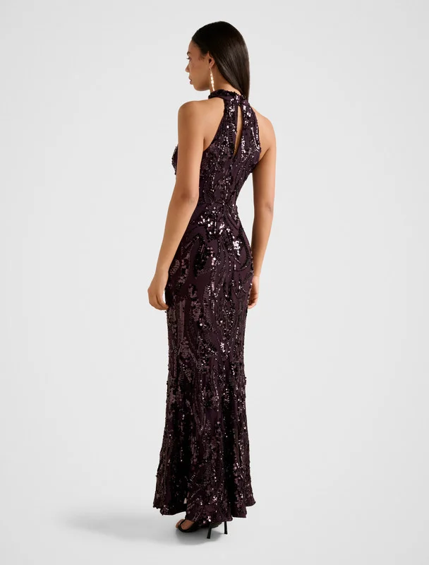 forever new JASSINTA Halterneck Sequined Maxi Party Dress